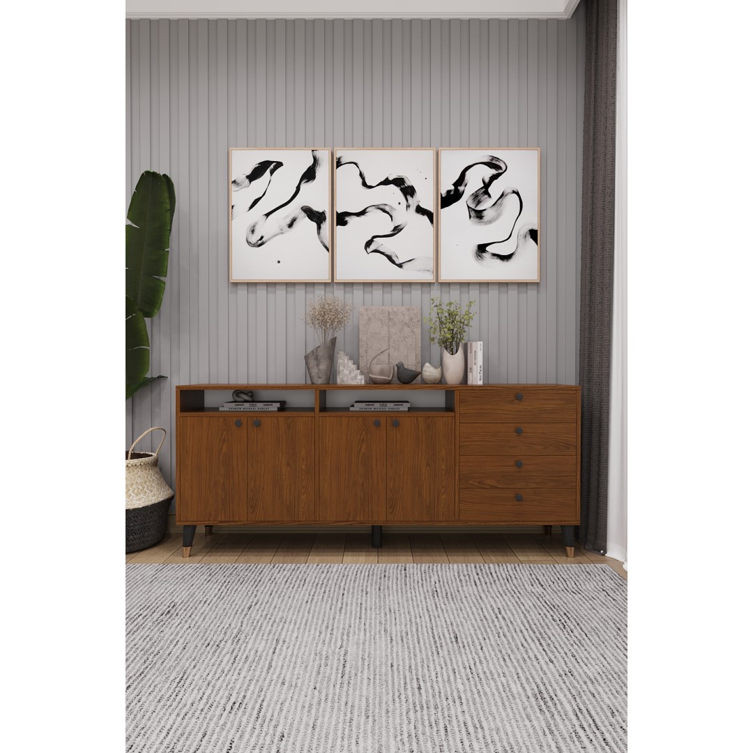 Modern Konsol ve TV Ünitesi 4 Çekmeceli, 4 Kapaklı, Depolama Alanı, Çok Amaçlı Dolap Büfe KNSL-06 Modern Konsol ve TV Ünitesi 4 Çekmeceli, 4 Kapaklı, Depolama Alanı, Çok Amaçlı Dolap Büfe KNSL-06