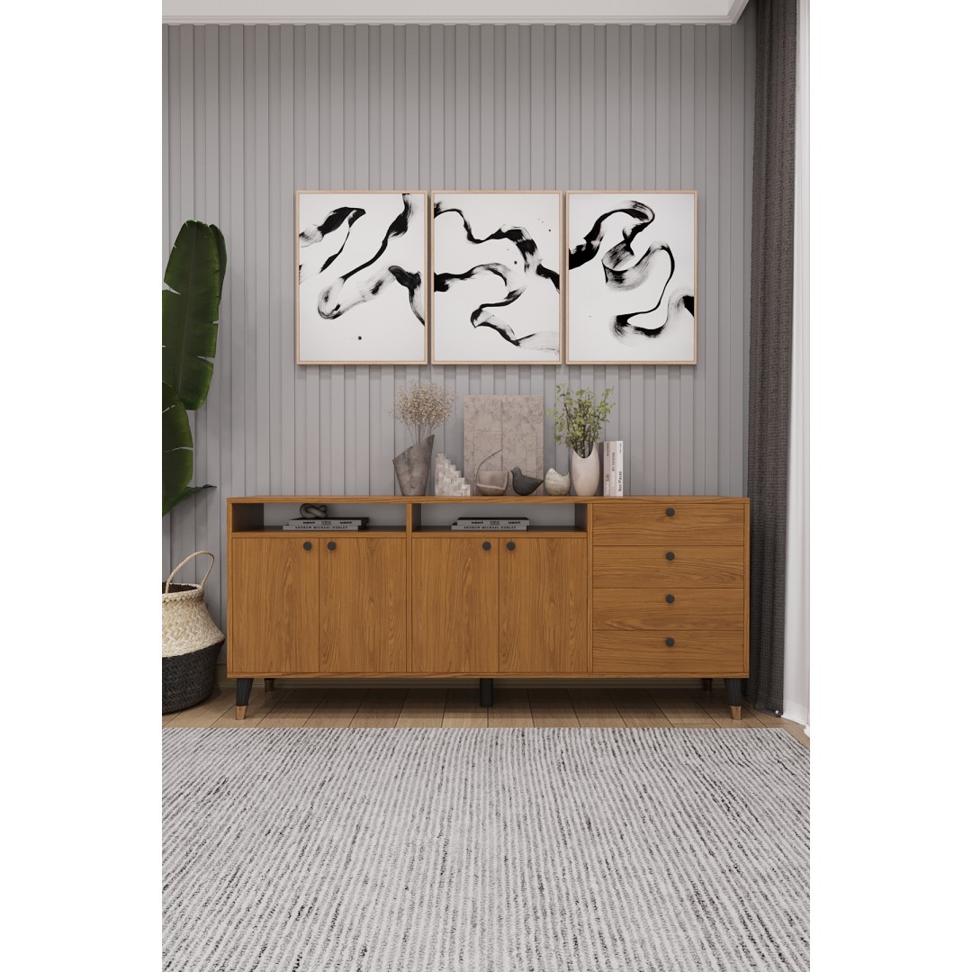 Modern Konsol ve TV Ünitesi 4 Çekmeceli, 4 Kapaklı, Depolama Alanı, Çok Amaçlı Dolap Büfe KNSL-06 Modern Konsol ve TV Ünitesi 4 Çekmeceli, 4 Kapaklı, Depolama Alanı, Çok Amaçlı Dolap Büfe KNSL-06