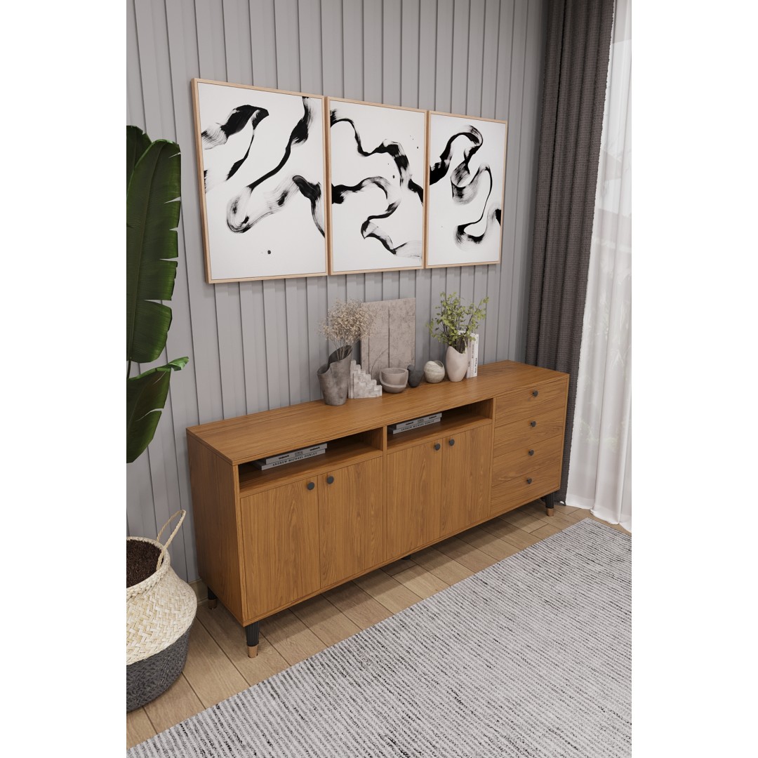 Modern Konsol ve TV Ünitesi 4 Çekmeceli, 4 Kapaklı, Depolama Alanı, Çok Amaçlı Dolap Büfe KNSL-06 Modern Konsol ve TV Ünitesi 4 Çekmeceli, 4 Kapaklı, Depolama Alanı, Çok Amaçlı Dolap Büfe KNSL-06