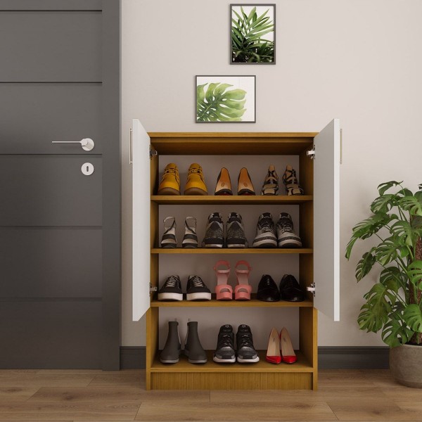 Beyaz & Afrika Ceviz Ayakkabılık A-10 Beyaz & Afrika Ceviz Ayakkabılık A-10