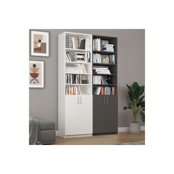 Asra Trend %100 MDFLAM Beyaz & Koyu Gri Kapaklı Kitaplık K-47 Asra Trend %100 MDFLAM Beyaz & Koyu Gri Kapaklı Kitaplık K-47