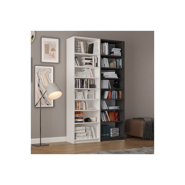 Asra Trend %100 MDFLAM Beyaz & Koyu Gri Kitaplık K-17 Asra Trend %100 MDFLAM Beyaz & Koyu Gri Kitaplık K-17