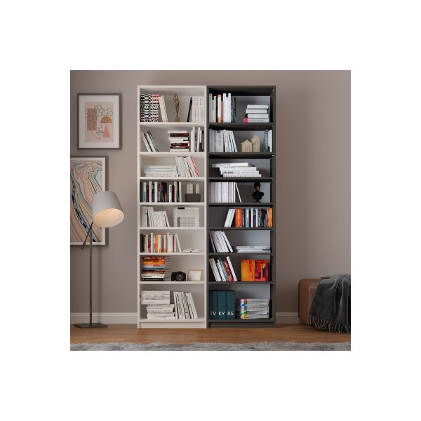 Asra Trend %100 MDFLAM Beyaz & Koyu Gri Kitaplık K-17 Asra Trend %100 MDFLAM Beyaz & Koyu Gri Kitaplık K-17