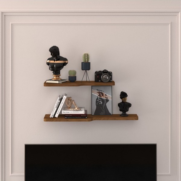 Doğal Modern Organizer Düzenleyici 2'li Kıvrımlı Dekoratif Kitaplık Banyo Mutfak Duvar Rafı Doğal Modern Organizer Düzenleyici 2'li Kıvrımlı Dekoratif Kitaplık Banyo Mutfak Duvar Rafı