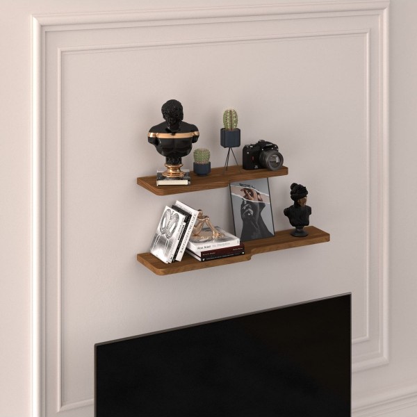 Doğal Modern Organizer Düzenleyici 2'li Kıvrımlı Dekoratif Kitaplık Banyo Mutfak Duvar Rafı Doğal Modern Organizer Düzenleyici 2'li Kıvrımlı Dekoratif Kitaplık Banyo Mutfak Duvar Rafı