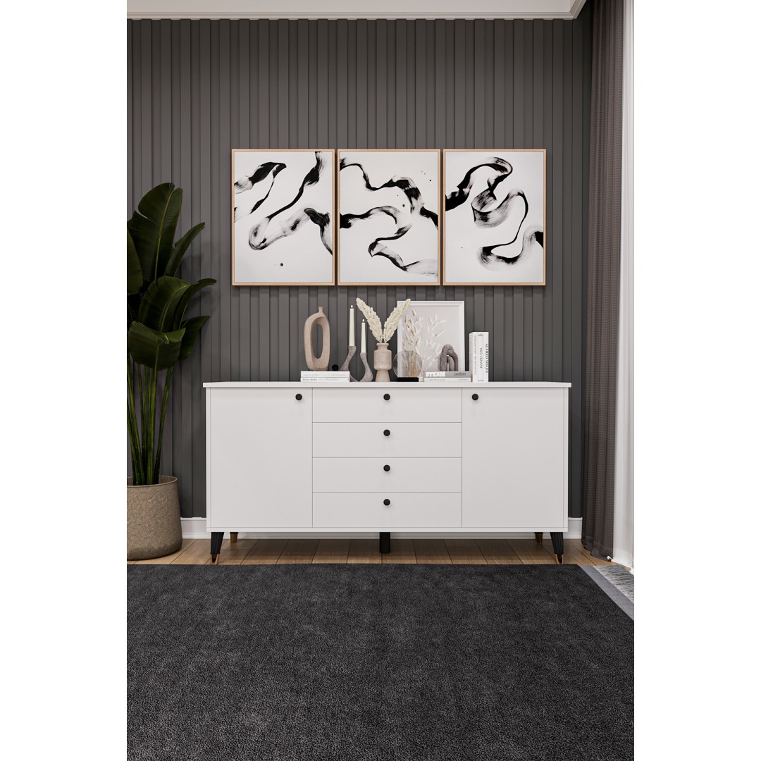 4 Çekmeceli Kapaklı Modern Konsol - Depolama Dolabı Şık TV Ünitesi Salon ve Yemek Odası KNSL-04 4 Çekmeceli Kapaklı Modern Konsol - Depolama Dolabı Şık TV Ünitesi Salon ve Yemek Odası KNSL-04