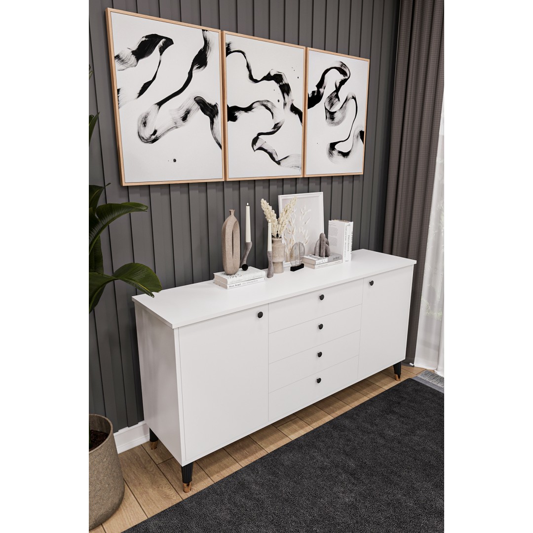 4 Çekmeceli Kapaklı Modern Konsol - Depolama Dolabı Şık TV Ünitesi Salon ve Yemek Odası KNSL-04 4 Çekmeceli Kapaklı Modern Konsol - Depolama Dolabı Şık TV Ünitesi Salon ve Yemek Odası KNSL-04