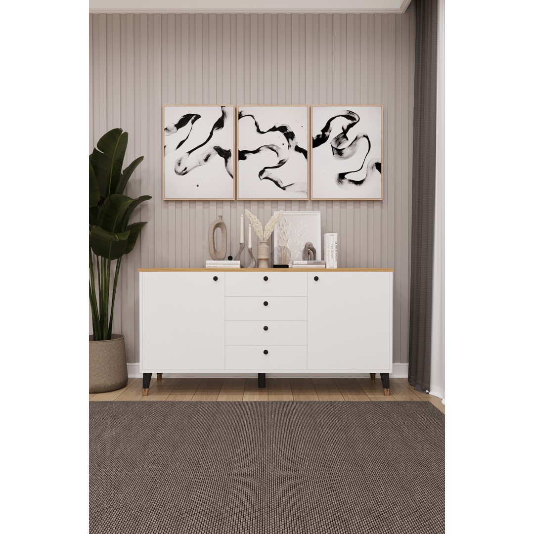 4 Çekmeceli Kapaklı Modern Konsol - Depolama Dolabı Şık TV Ünitesi Salon ve Yemek Odası KNSL-04 4 Çekmeceli Kapaklı Modern Konsol - Depolama Dolabı Şık TV Ünitesi Salon ve Yemek Odası KNSL-04