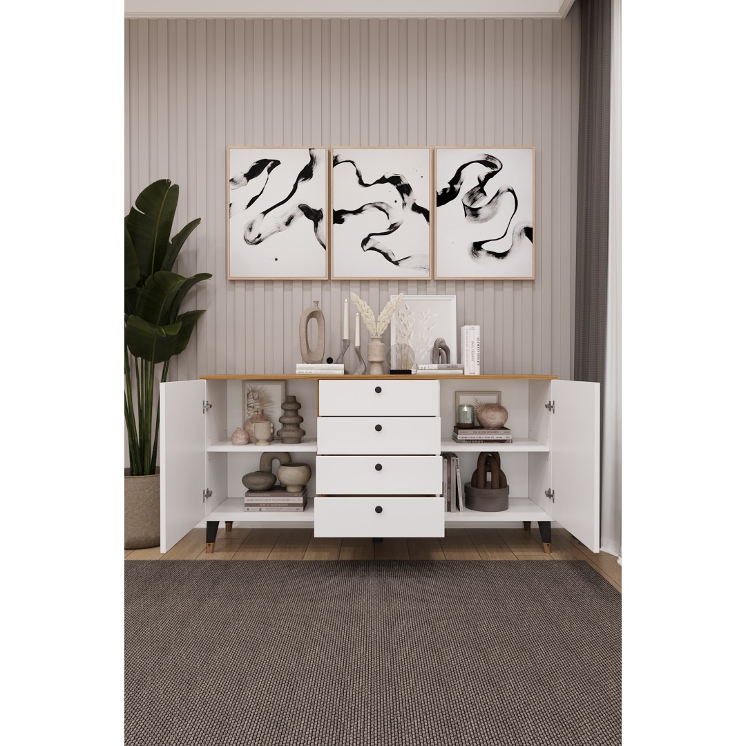 4 Çekmeceli Kapaklı Modern Konsol - Depolama Dolabı Şık TV Ünitesi Salon ve Yemek Odası KNSL-04 4 Çekmeceli Kapaklı Modern Konsol - Depolama Dolabı Şık TV Ünitesi Salon ve Yemek Odası KNSL-04