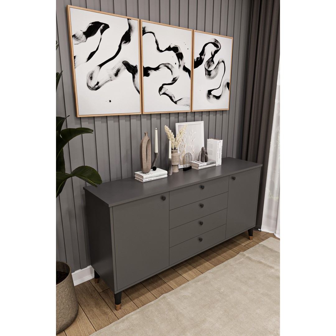 4 Çekmeceli Kapaklı Modern Konsol - Depolama Dolabı Şık TV Ünitesi Salon ve Yemek Odası KNSL-04 4 Çekmeceli Kapaklı Modern Konsol - Depolama Dolabı Şık TV Ünitesi Salon ve Yemek Odası KNSL-04