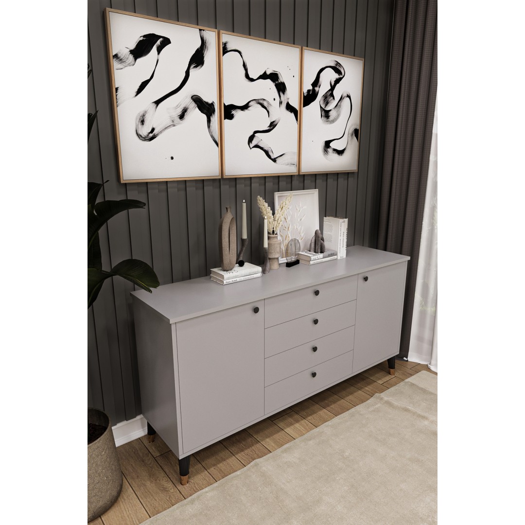 4 Çekmeceli Kapaklı Modern Konsol - Depolama Dolabı Şık TV Ünitesi Salon ve Yemek Odası KNSL-04 4 Çekmeceli Kapaklı Modern Konsol - Depolama Dolabı Şık TV Ünitesi Salon ve Yemek Odası KNSL-04