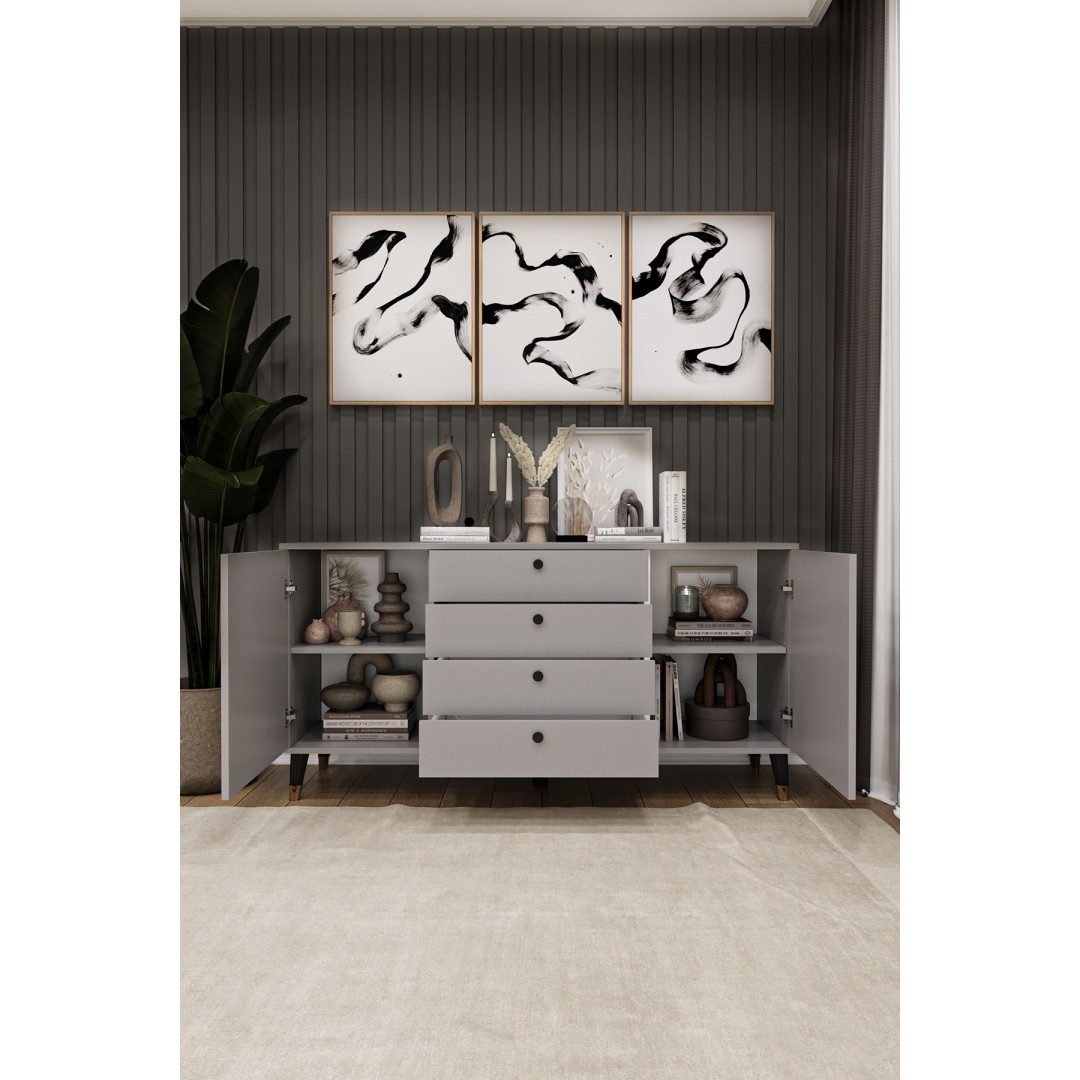 4 Çekmeceli Kapaklı Modern Konsol - Depolama Dolabı Şık TV Ünitesi Salon ve Yemek Odası KNSL-04 4 Çekmeceli Kapaklı Modern Konsol - Depolama Dolabı Şık TV Ünitesi Salon ve Yemek Odası KNSL-04