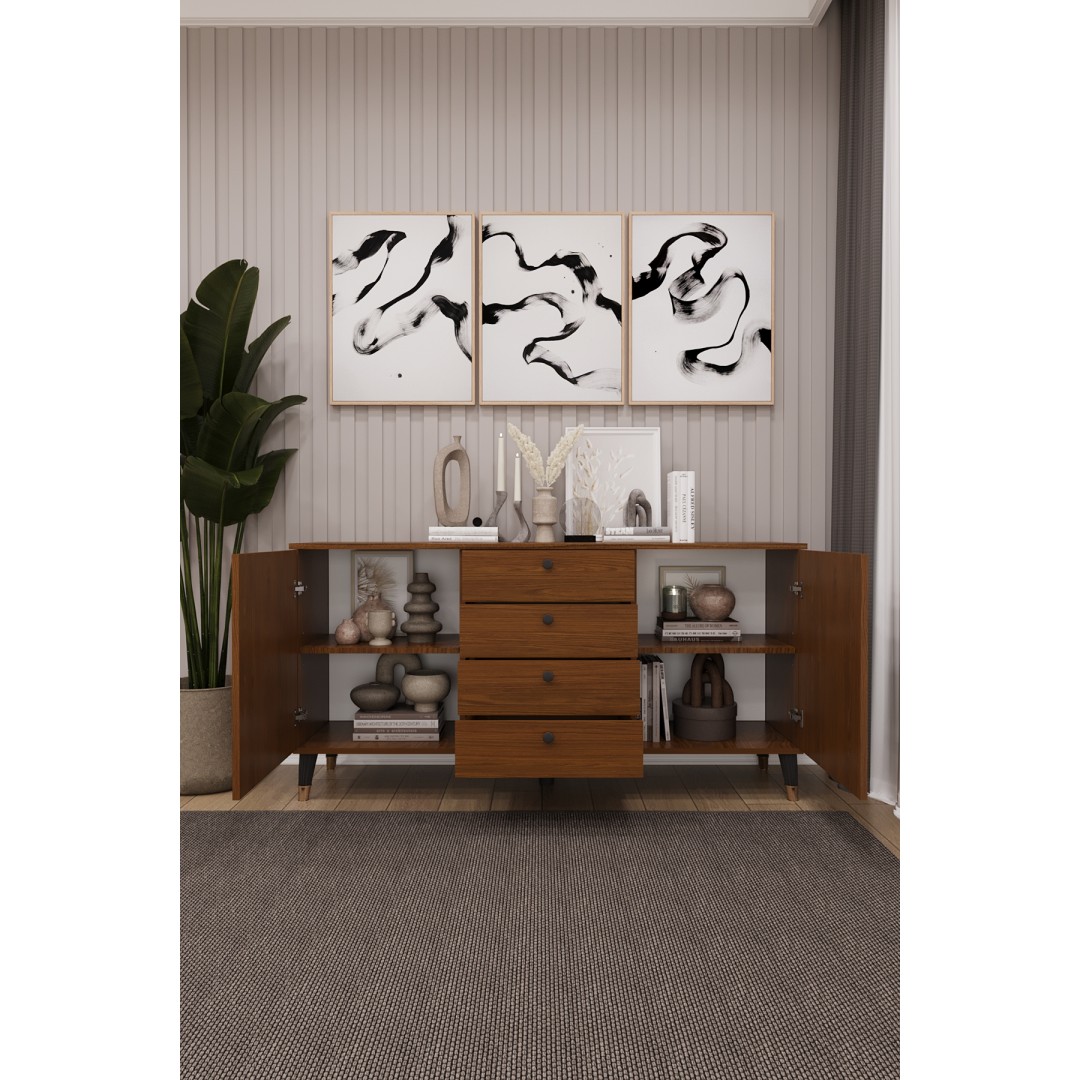 4 Çekmeceli Kapaklı Modern Konsol - Depolama Dolabı Şık TV Ünitesi Salon ve Yemek Odası KNSL-04 4 Çekmeceli Kapaklı Modern Konsol - Depolama Dolabı Şık TV Ünitesi Salon ve Yemek Odası KNSL-04