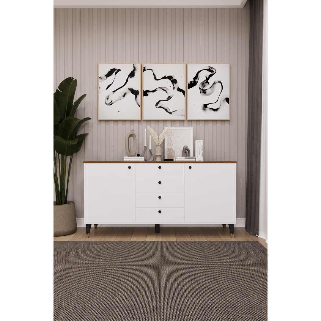 4 Çekmeceli Kapaklı Modern Konsol - Depolama Dolabı Şık TV Ünitesi Salon ve Yemek Odası KNSL-04 4 Çekmeceli Kapaklı Modern Konsol - Depolama Dolabı Şık TV Ünitesi Salon ve Yemek Odası KNSL-04