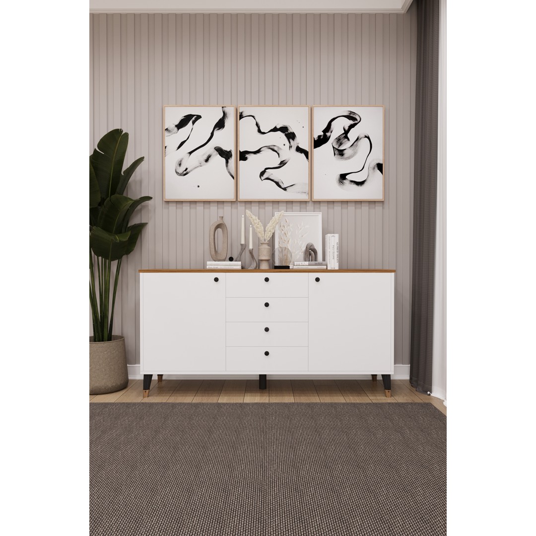 4 Çekmeceli Kapaklı Modern Konsol - Depolama Dolabı Şık TV Ünitesi Salon ve Yemek Odası KNSL-04 4 Çekmeceli Kapaklı Modern Konsol - Depolama Dolabı Şık TV Ünitesi Salon ve Yemek Odası KNSL-04