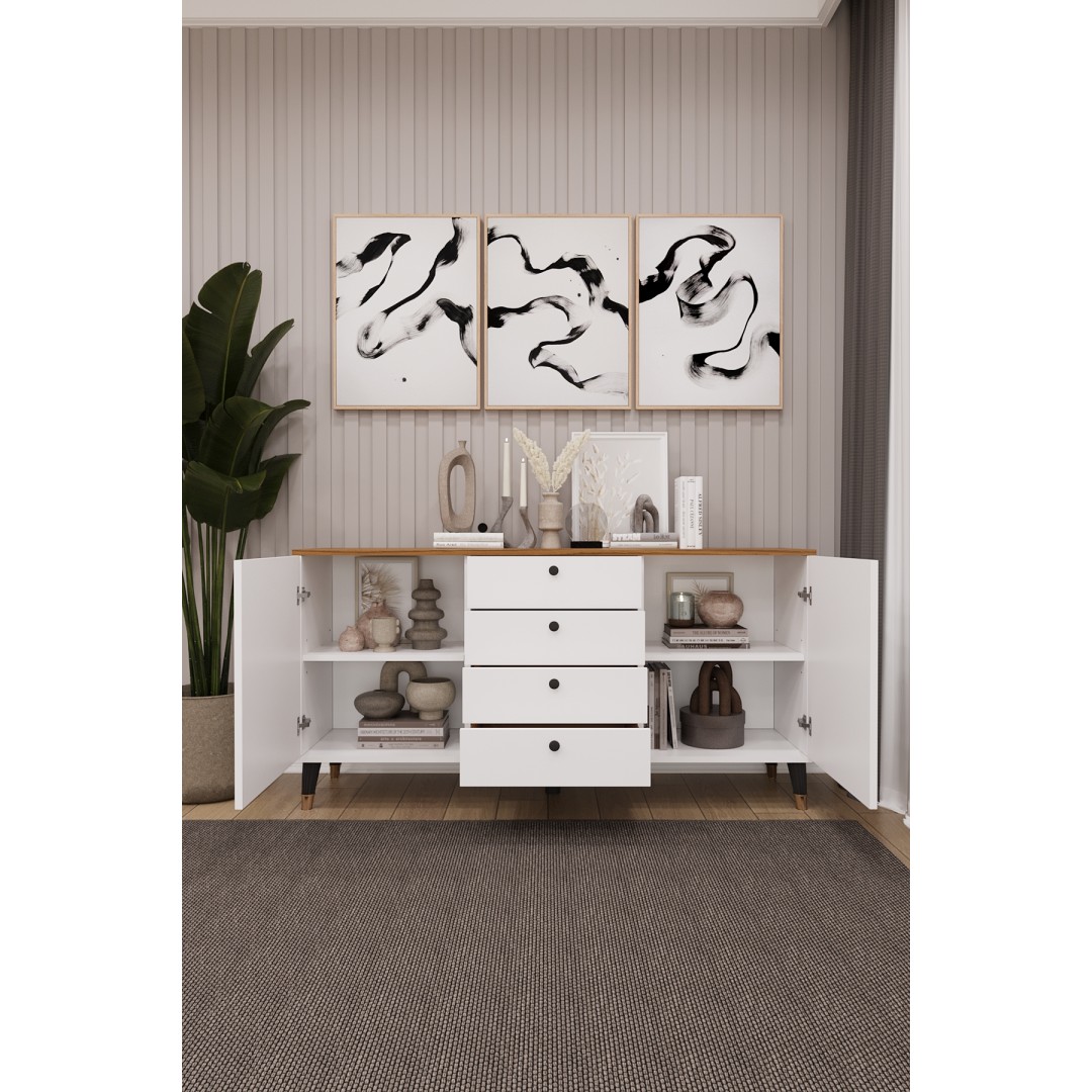 4 Çekmeceli Kapaklı Modern Konsol - Depolama Dolabı Şık TV Ünitesi Salon ve Yemek Odası KNSL-04 4 Çekmeceli Kapaklı Modern Konsol - Depolama Dolabı Şık TV Ünitesi Salon ve Yemek Odası KNSL-04