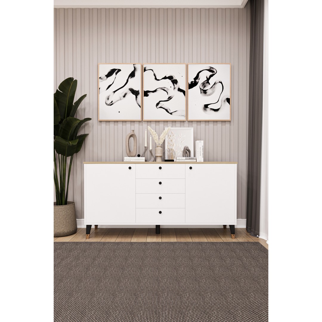 4 Çekmeceli Kapaklı Modern Konsol - Depolama Dolabı Şık TV Ünitesi Salon ve Yemek Odası KNSL-04 4 Çekmeceli Kapaklı Modern Konsol - Depolama Dolabı Şık TV Ünitesi Salon ve Yemek Odası KNSL-04