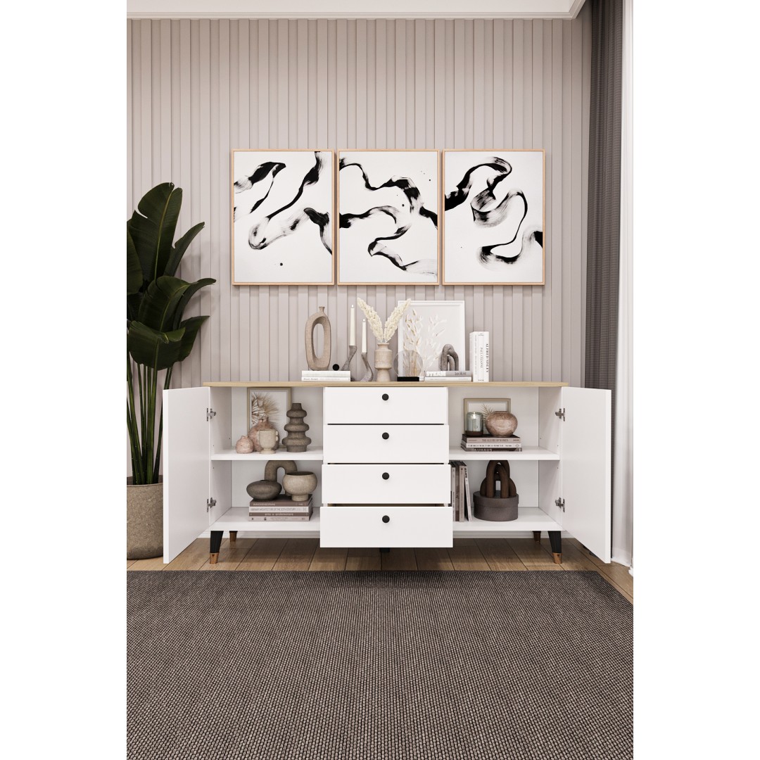 4 Çekmeceli Kapaklı Modern Konsol - Depolama Dolabı Şık TV Ünitesi Salon ve Yemek Odası KNSL-04 4 Çekmeceli Kapaklı Modern Konsol - Depolama Dolabı Şık TV Ünitesi Salon ve Yemek Odası KNSL-04