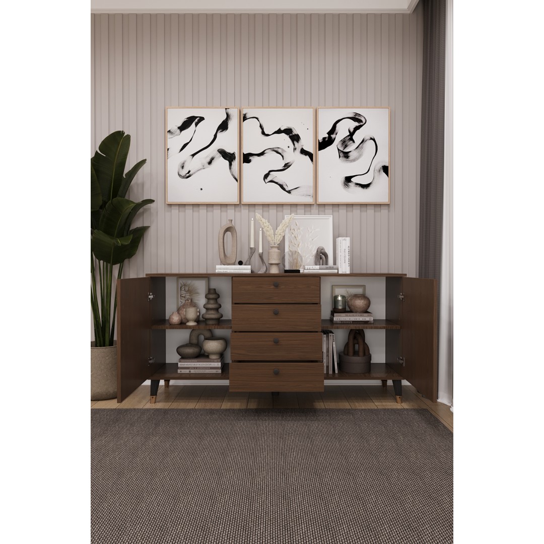 4 Çekmeceli Kapaklı Modern Konsol - Depolama Dolabı Şık TV Ünitesi Salon ve Yemek Odası KNSL-04 4 Çekmeceli Kapaklı Modern Konsol - Depolama Dolabı Şık TV Ünitesi Salon ve Yemek Odası KNSL-04