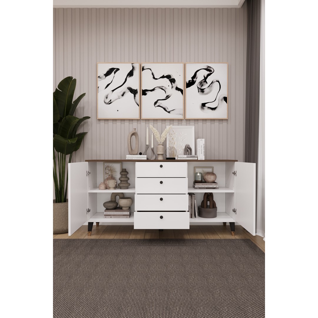 4 Çekmeceli Kapaklı Modern Konsol - Depolama Dolabı Şık TV Ünitesi Salon ve Yemek Odası KNSL-04 4 Çekmeceli Kapaklı Modern Konsol - Depolama Dolabı Şık TV Ünitesi Salon ve Yemek Odası KNSL-04