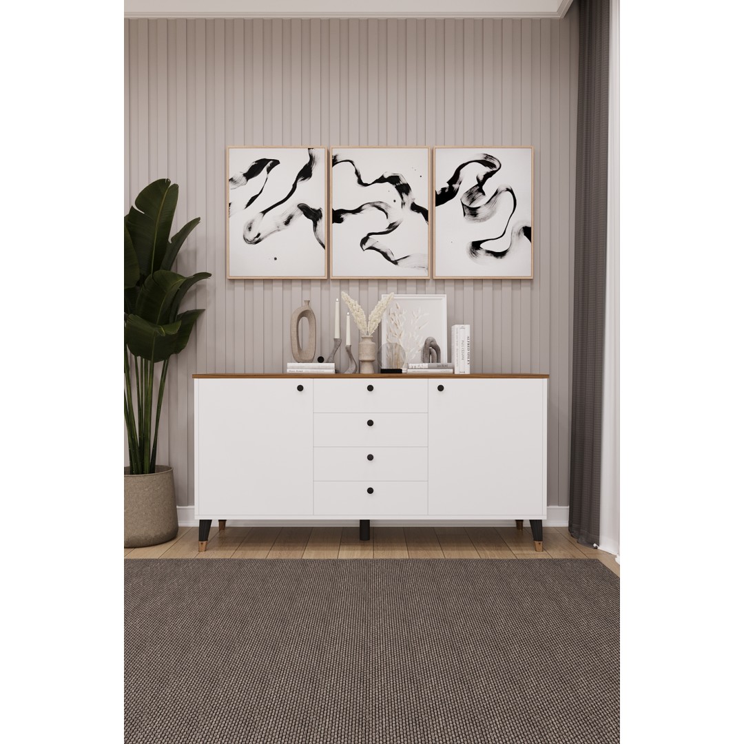 4 Çekmeceli Kapaklı Modern Konsol - Depolama Dolabı Şık TV Ünitesi Salon ve Yemek Odası KNSL-04 4 Çekmeceli Kapaklı Modern Konsol - Depolama Dolabı Şık TV Ünitesi Salon ve Yemek Odası KNSL-04