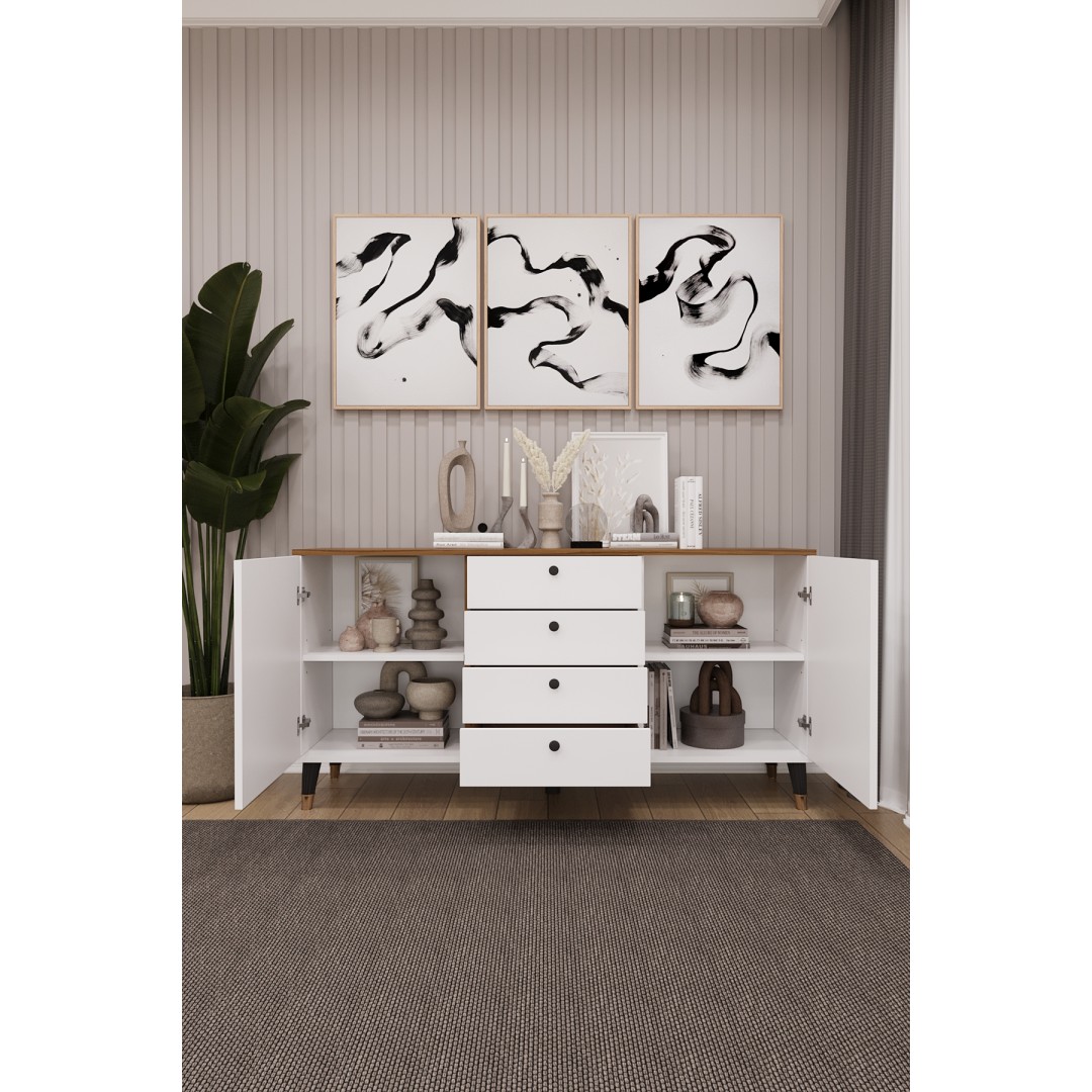 4 Çekmeceli Kapaklı Modern Konsol - Depolama Dolabı Şık TV Ünitesi Salon ve Yemek Odası KNSL-04 4 Çekmeceli Kapaklı Modern Konsol - Depolama Dolabı Şık TV Ünitesi Salon ve Yemek Odası KNSL-04