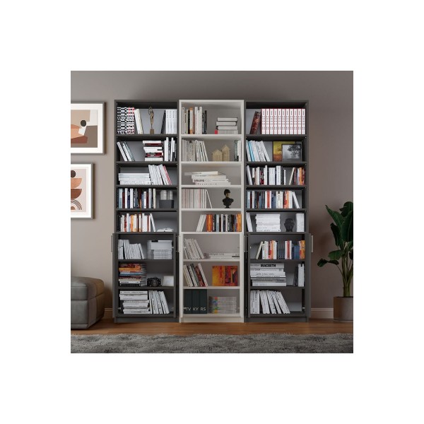 Asra Trend %100 MDFLAM Koyu Gri & Beyaz Kapaklı Kitaplık K-58 Asra Trend %100 MDFLAM Koyu Gri & Beyaz Kapaklı Kitaplık K-58