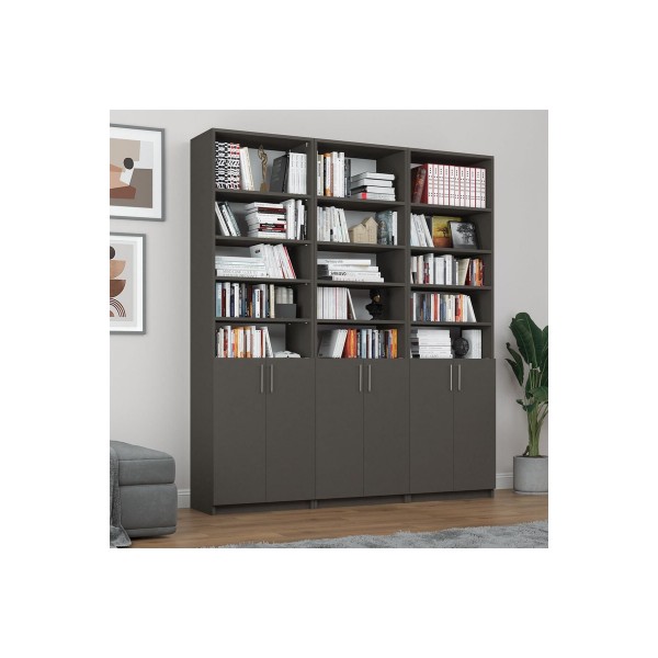 Asra Trend %100 MDFLAM Koyu Gri Kapaklı Kitaplık K-57