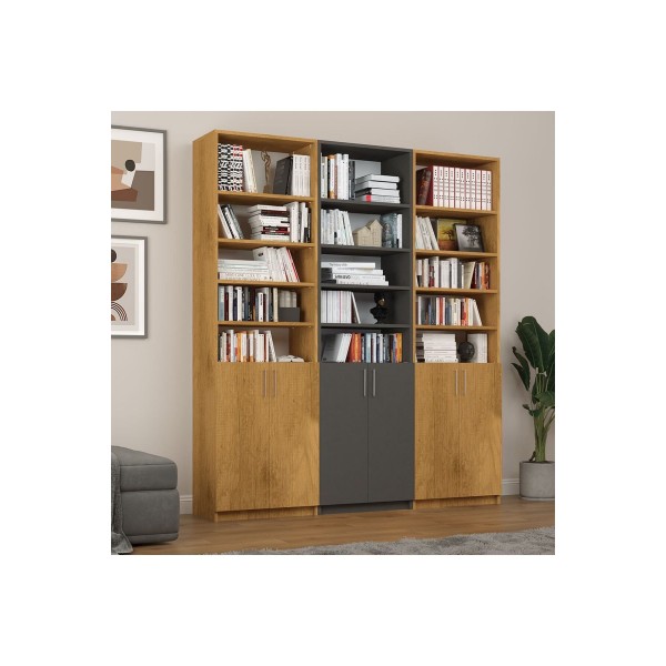 Koyu Gri & Petra Kapaklı Kitaplık K-59 Koyu Gri & Petra Kapaklı Kitaplık K-59