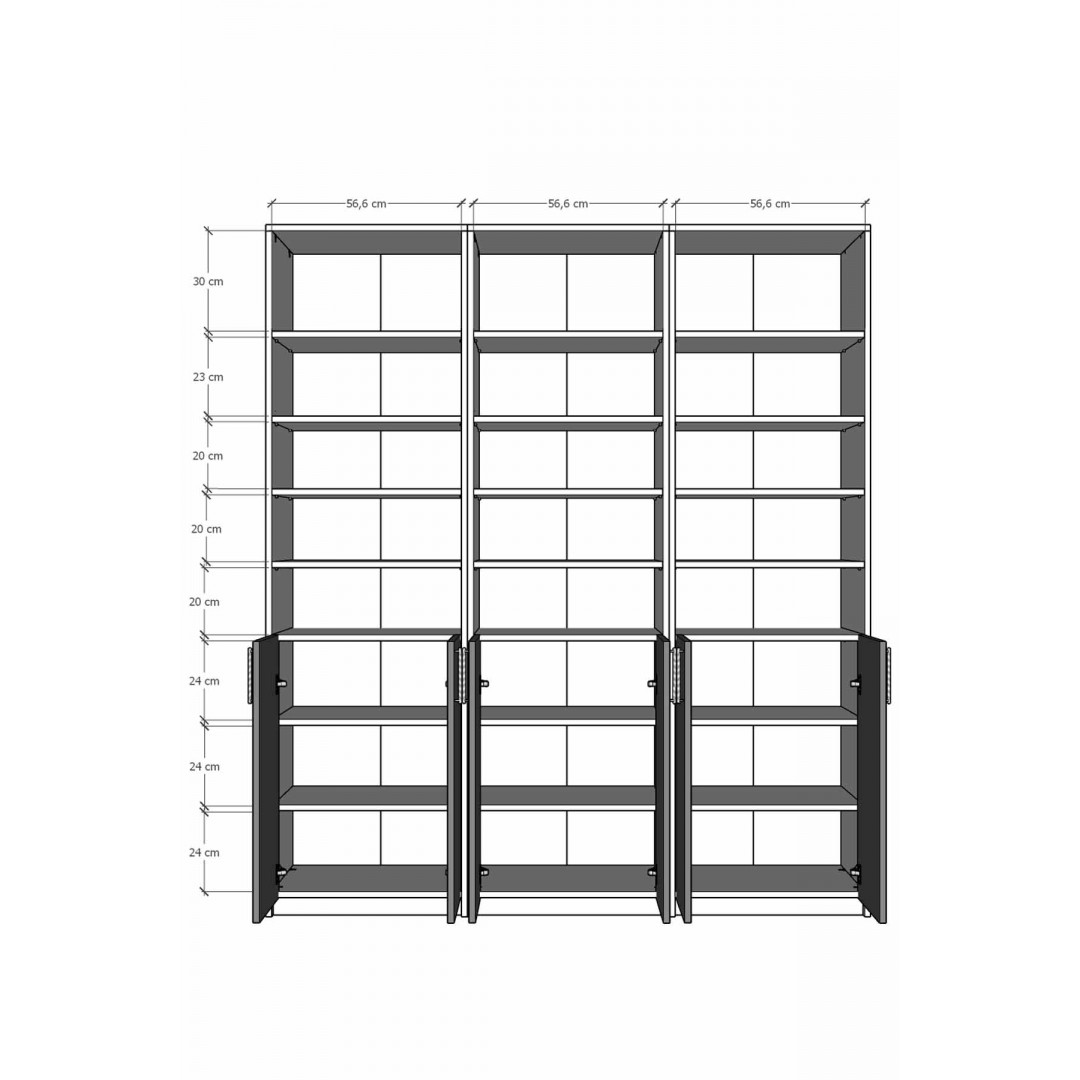 Koyu Gri & Petra Kapaklı Kitaplık K-59