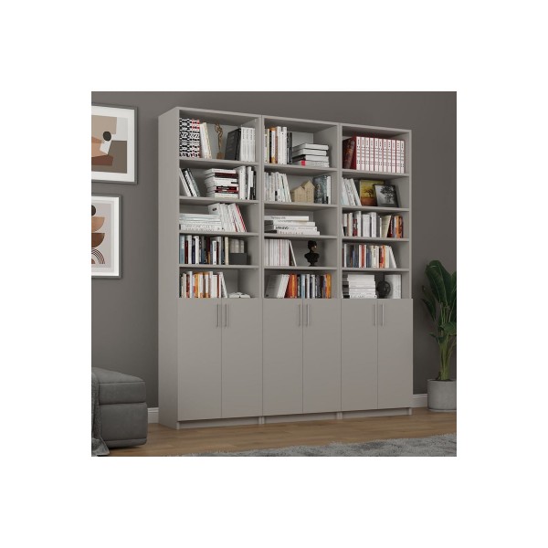 Asra Trend %100 MDFLAM Kül Gri Kapaklı Kitaplık K-52