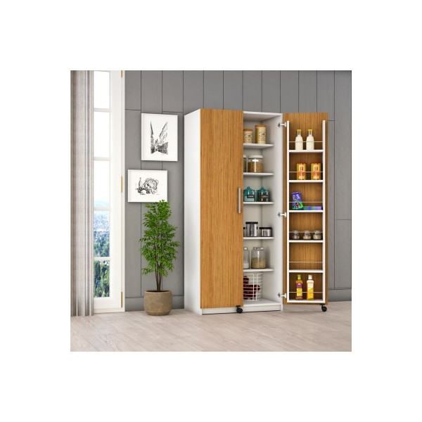 Mutfak Kiler Dolabı Beyaz & Afrika Ceviz Mk-06 Mutfak Kiler Dolabı Beyaz & Afrika Ceviz Mk-06