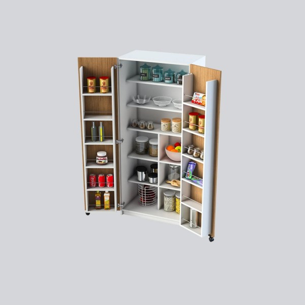 Mutfak Kiler Dolabı Beyaz & Afrika Ceviz Mk-06 Mutfak Kiler Dolabı Beyaz & Afrika Ceviz Mk-06