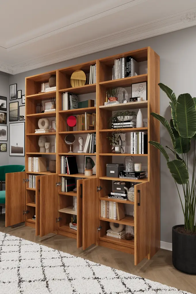 Petra Kapaklı Üçlü Dekoratif Kitaplık – 180x208 cm %100 MDFLAM K-54