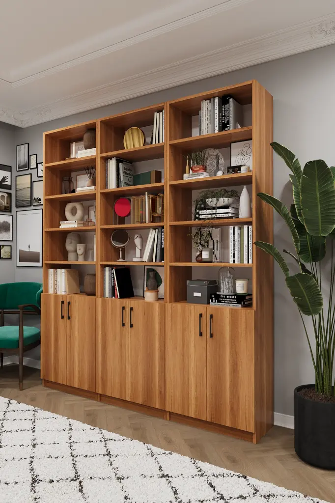 Petra Kapaklı Üçlü Dekoratif Kitaplık – 180x208 cm %100 MDFLAM K-54