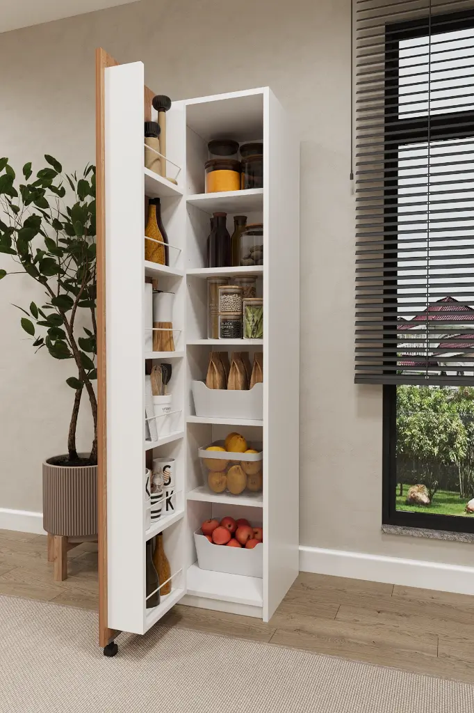 Lüks Çok Amaçlı Kiler Dolabı %100 MDF Erzak Organizer Mutfak Dolabı MK19
