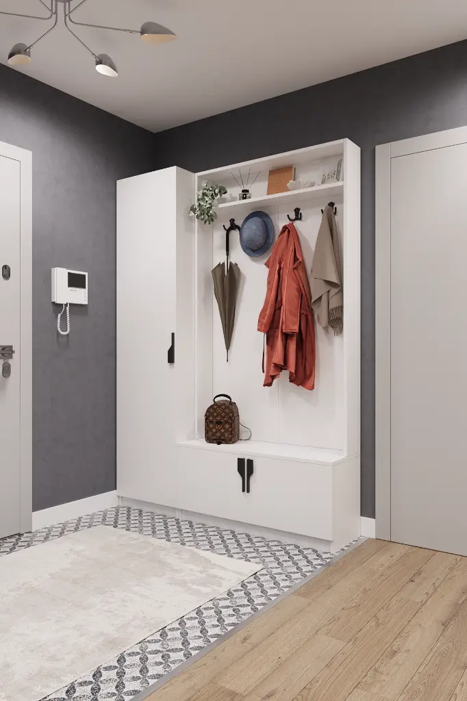 V-01 Ayakkabılıklı Askılıklı Vestiyer ve Portmanto 140 cm