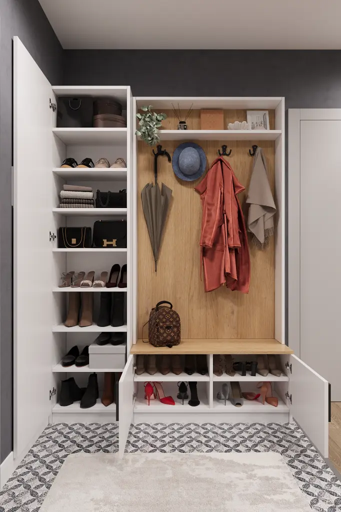 Ayakkabılıklı Askılıklı Vestiyer ve Portmanto 140 cm V-01 