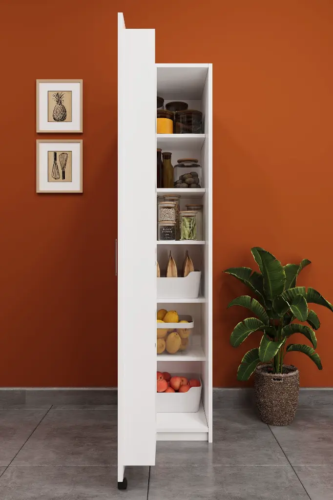 Lüks Çok Amaçlı Kiler Dolabı %100 MDF Erzak Organizer Mutfak Dolabı MK19