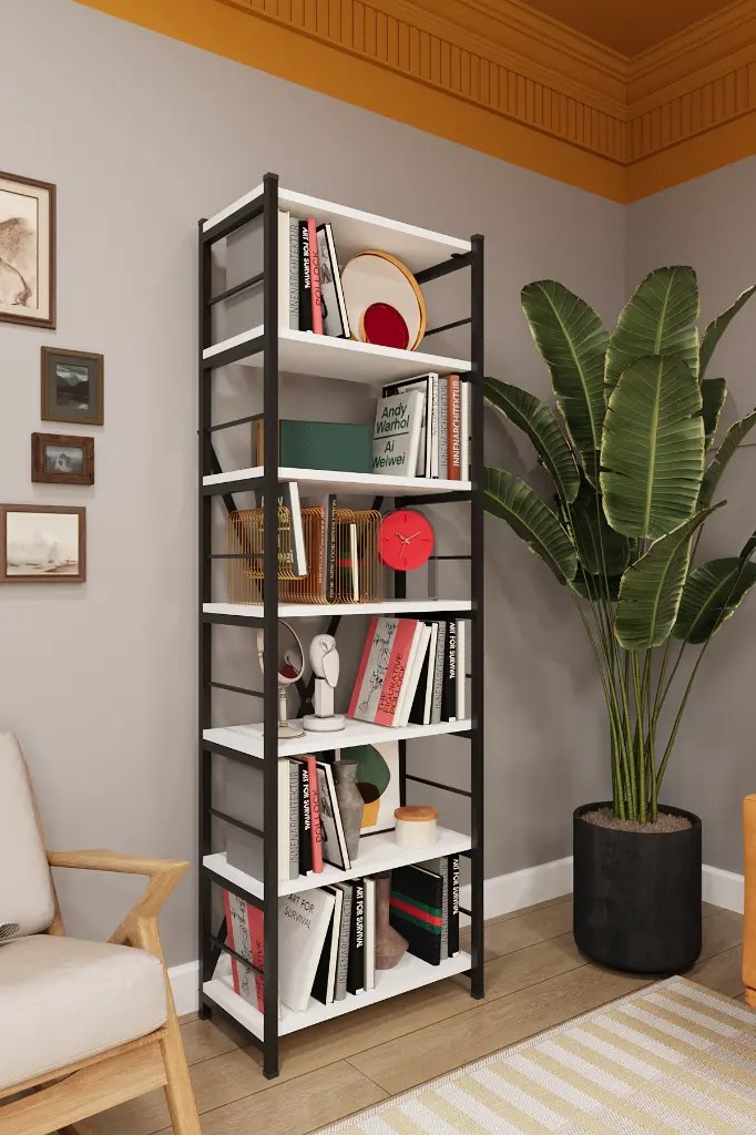 7 Raflı Metal Kitaplık Tek Modül 55x170 cm METALK01