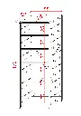 METALK01 ölçü şeması: 55 cm genişlik, 30 cm derinlik, 170 cm yükseklik ve 25 cm raf aralıkları ile dikey depolama sunar.