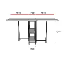 KM-31 açık hâlinin ön ölçü şeması: 65+25+65 cm tabla genişliği, 75 cm yükseklik ve 21 cm orta gövde derinliği.