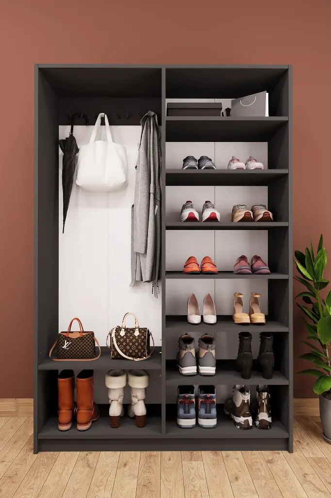 4 Kapaklı Vestiyer ve Portmanto 120 cm Ayakkabılıklı Askılıklı V-08 