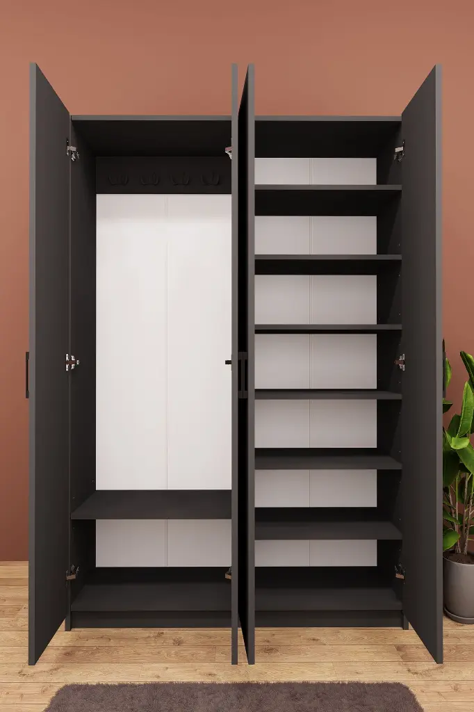 4 Kapaklı Vestiyer ve Portmanto 120 cm Ayakkabılıklı Askılıklı V-08 