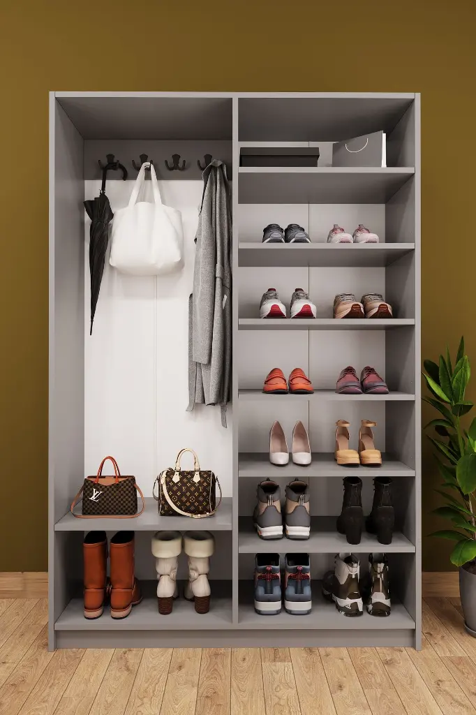4 Kapaklı Vestiyer ve Portmanto 120 cm Ayakkabılıklı Askılıklı V-08 