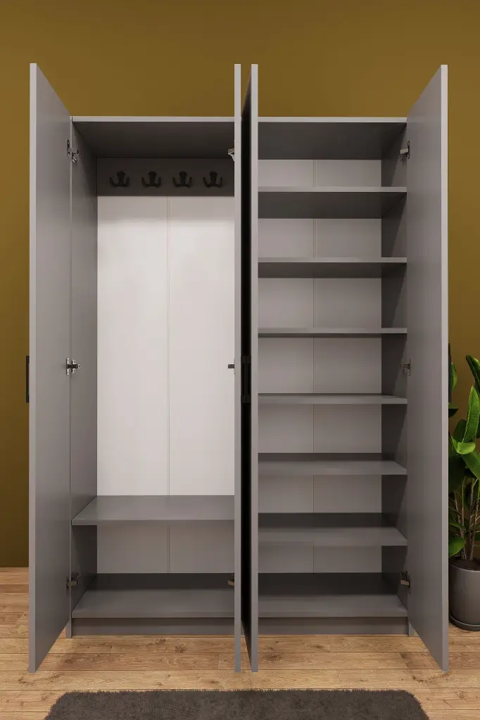 4 Kapaklı Vestiyer ve Portmanto 120 cm Ayakkabılıklı Askılıklı V-08 