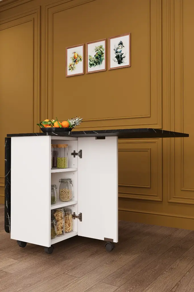 Royal Mermer Tablalı Katlanır Mutfak Masası 170x70 cm KM-30 