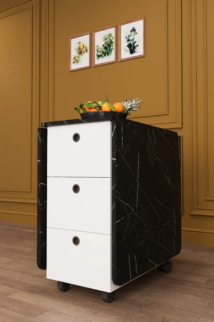 Royal Mermer Tablalı Katlanır Mutfak Masası 170x70 cm KM-30 