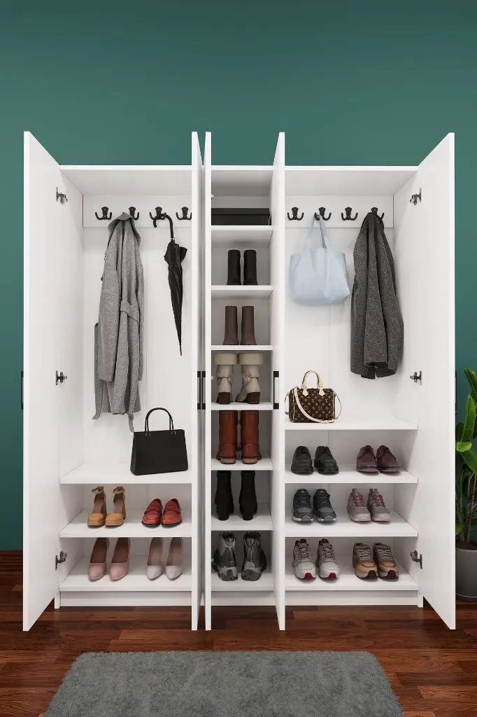 V-09 5 Kapaklı Vestiyer ve Portmanto 150 cm Ayakkabılıklı Askılıklı 