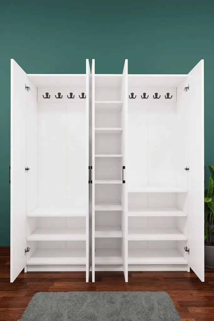 V-09 5 Kapaklı Vestiyer ve Portmanto 150 cm Ayakkabılıklı Askılıklı 